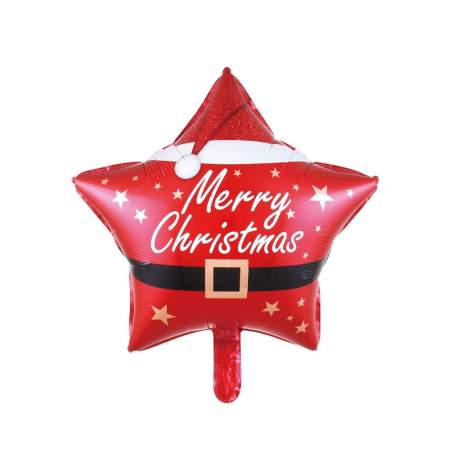 Baloane - Balon Stea, Flippy, din Folie de Aluminiu, Tema Craciun Merry Christmas, 45 x 45 cm, Rosu