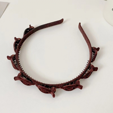 Banda de Par pentru Femei, Flippy, Agrafa Stil Coreean, Accesoriu pentru Par cu Textura MultiStrat, Coffee [1]