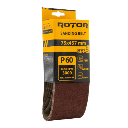 Consumabile, piese și accesorii - Banda de slefuit ROTOR P60 75*457 set 5