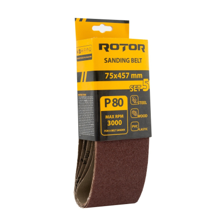 Consumabile, piese și accesorii - Banda de slefuit ROTOR P80 75*457 set 5