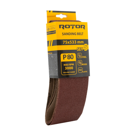 Consumabile, piese și accesorii - Banda de slefuit ROTOR P80 75*533 set 5
