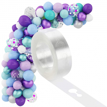 Banda Transparenta pentru Prinderea Baloanelor, Flippy, din PVC, 5 m, Gauri Duble, Transparent [6]