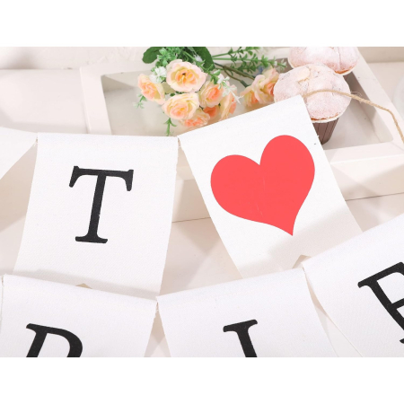 Banner Decorativ, Flippy, Model Just Married, Tematica Nunta, Alb-Negru [1]