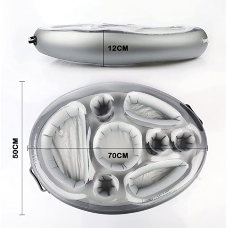 Bar gonflabil/Suport de pahare plutitor, Flippy, cu 8 compartimente, pompa inclusa, PVC, Gri, 25x18,5x4 cm [6]