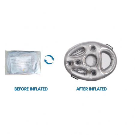 Bar gonflabil/Suport de pahare plutitor, Flippy, cu 8 compartimente, pompa inclusa, PVC, Gri, 25x18,5x4 cm [4]