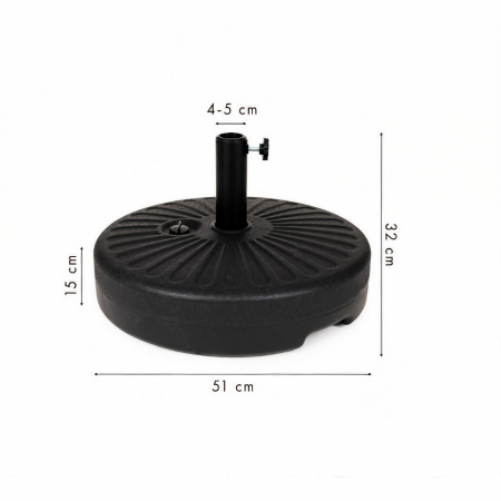 Baza umbrela din plastic Flippy, rotunda, 22 litri, neagra [3]