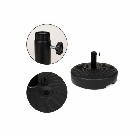 Baza umbrela din plastic Flippy, rotunda, 22 litri, neagra [2]