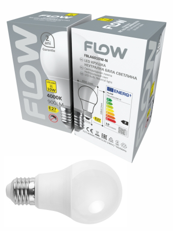 Import - Bec LED A60 10W, E27, 4000K – Lumina neutra FLOW FBLA6010W-N