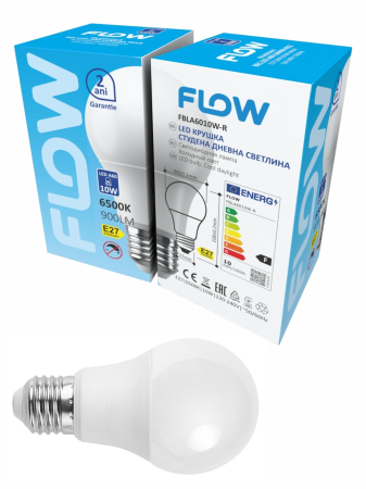 Import - Bec LED A60 10W, E27, 6500K – Lumina rece FLOW FBLA6010W-R