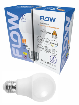 Import - Bec LED A65 15W, E27, 4000K – Lumina neutra FLOW FBLA6515W-N