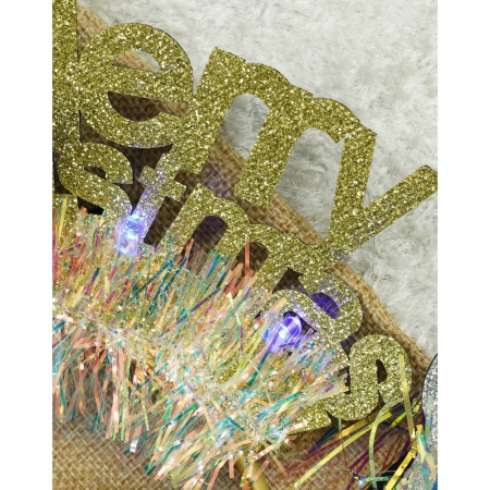 Bentita/cerc Mery Cristmas, culoare auriu cu beteala, marime standard, Flippy [6]