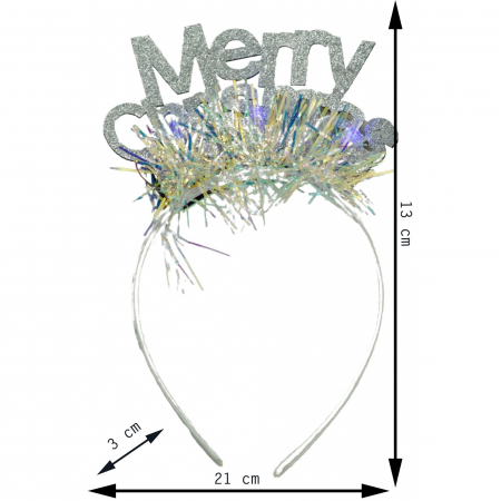 Bentita/cerc Mery Cristmas, culoare gri metalic cu beteala, marime standard, Flippy [5]