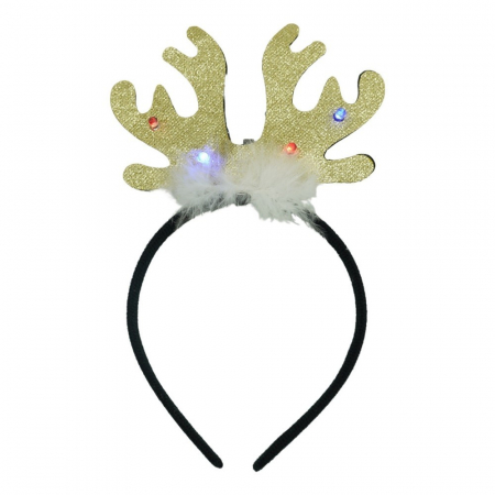 Decoratiuni, ornamente si articole Craciun - Bentita/cerc ren de Craciun, culoare negru cu auriu, marime standard, Flippy