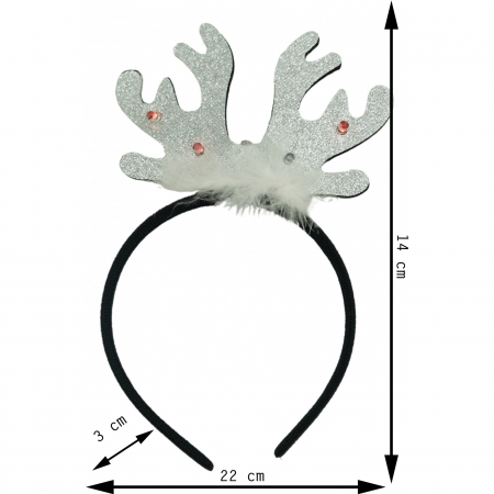Bentita/cerc ren de Craciun, culoare negru cu gri metalic, marime standard, Flippy [5]