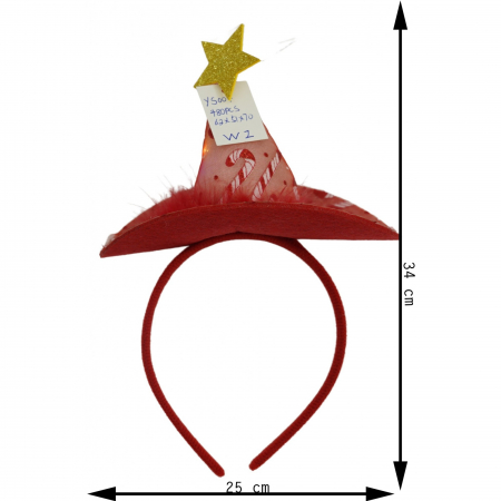Bentita/cerc tip palarie de Craciun, culoare rosie cu led, marime standard, Flippy [5]
