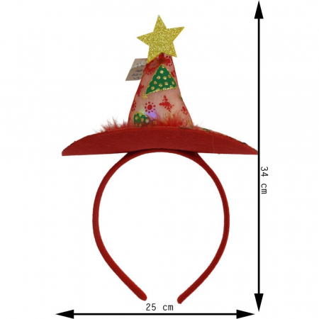 Bentita/cerc tip palarie de Craciun, culoare rosie cu led, marime standard, Flippy [10]