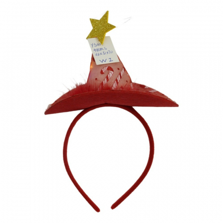 Decoratiuni, ornamente si articole Craciun - Bentita/cerc tip palarie de Craciun, culoare rosie cu led, marime standard, Flippy