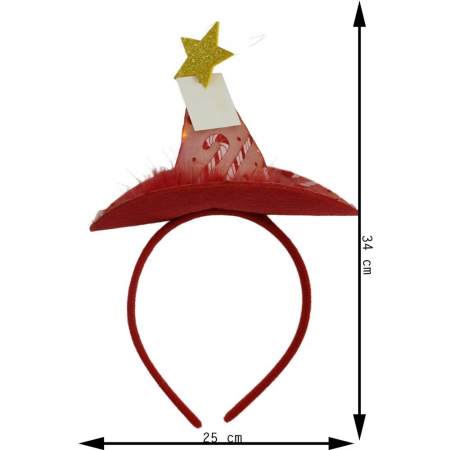 Bentita/cerc tip palarie de Craciun, culoare rosie cu led, marime standard, Flippy [10]