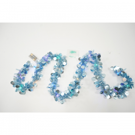 Beteala Craciun cu LED, Albastra, model cu paiete rotunde, 2 m x 5 cm, PVC, Sir, Artificiala, Flippy [4]