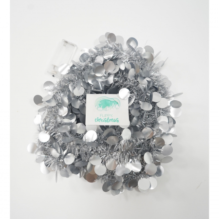 Beteala Craciun cu LED, Argintie, model cu paiete rotunde, 2 m x 5 cm, PVC, Sir, Artificiala, Flippy [5]