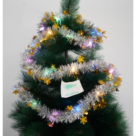 Beteala Craciun cu LED, Aurie, model cu fulgi de nea, 2 m x 5 cm, PVC, Sir, Artificiala, Flippy [1]