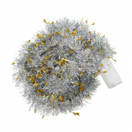 Decoratiuni, ornamente si articole Craciun - Beteala Craciun cu LED, Aurie, model cu stelute, 2 m x 5 cm, PVC, Sir, Artificiala, Flippy