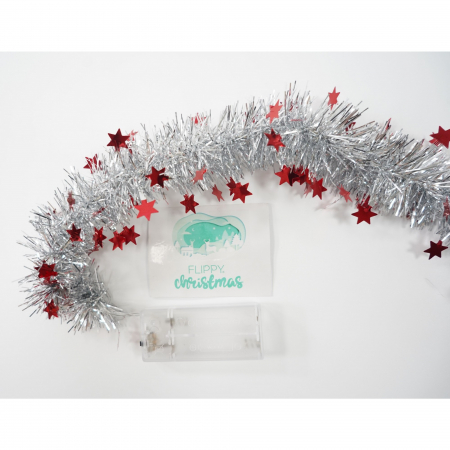 Lichidare Beteala Craciun cu LED, Rosie, model cu stelute, 2 m x 5 cm, PVC, Sir, Artificiala, Flippy [5]