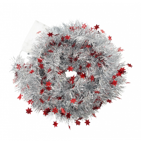 Sub 99 Lei - Beteala Craciun cu LED, Rosie, model cu stelute, 2 m x 5 cm, PVC, Sir, Artificiala, Flippy