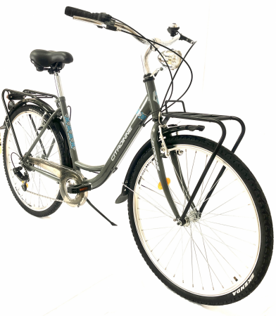 Biciclete adulti - Bicicleta Citadinne Shimano, S2603, 26 inch, Cadru Otel, Gri/Albastru