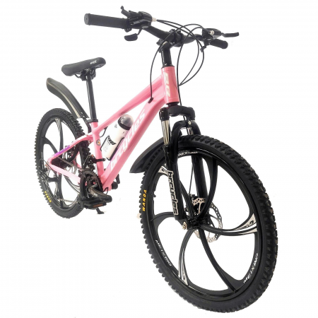 MTB - Bicicleta MTB 24″ BR A2404 Tornado, cadru Aluminiu, 21 viteze, Roti magnesium cu Shimano, Roz