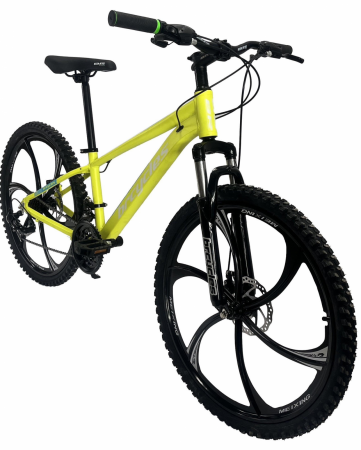 MTB - Bicicleta MTB 24″ BR A2404 Tornado, cadru Aluminiu, 21 viteze, Roti magnesium cu Shimano, Galben