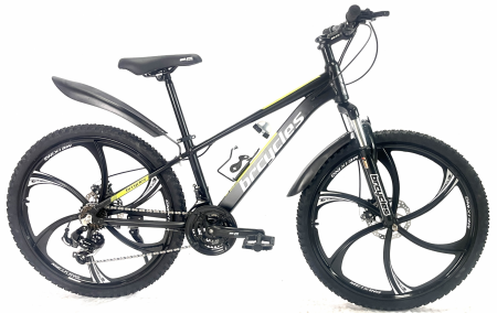 Bicicleta MTB 24″ BR Tornado, cadru Aluminiu, 21 viteze, Roti magnesium cu Shimano, Negru [1]