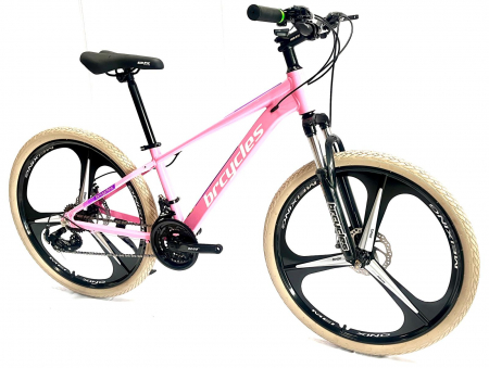 Biciclete, trotinete, triciclete - Bicicleta MTB 26″ BR Tornado, cadru Aluminiu, 21 viteze, Roti magnesium cu Shimano, Roz
