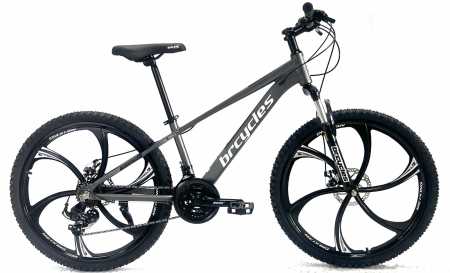 Bicicleta MTB 24″ BR Tornado, cadru Aluminiu, 21 viteze, Roti magnesium cu Shimano, Gri [1]