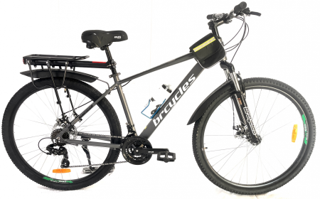 Biciclete 29" - Bicicleta MTB 29″ BR Tornado A2905 Trekking cu Carrier, cadru Aluminiu, 21 viteze, cu Shimano, Gri