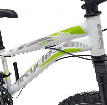 Bicicleta MTB-HT 26" BR Storm, cadru otel 14", frane disc, manete secventiale, 21 viteze, Alb/verde [1]