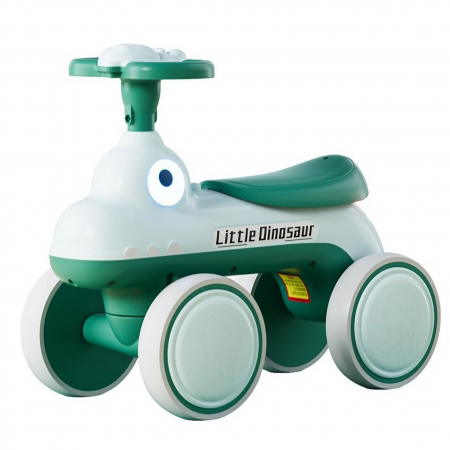 Jucarii, Copii & Bebe - Bicicleta Pentru Copii, Flippy, Fara Pedale, Cu Patru Roti, Din Plastic Rezistent, Fara BPA, Cu Muzica Si Lumini, Model Dinozaur, 50x27x40 Cm, Verde