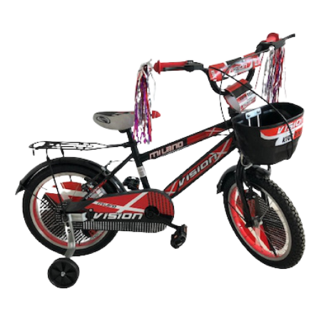 Bicicletă pentru copii RDB MILANO, 16 inch, cu roți ajutătoare si cos pentru depozitare, Roșu [1]