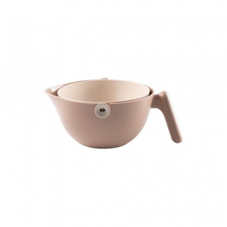 Bol cu Doua Straturi, Flippy, pentru Fructe, Legume, cu Cos de Scurgere a Apei, 2L, din ABS+PP, 29.9 x 22.5 x 11.8 cm, Maro [2]