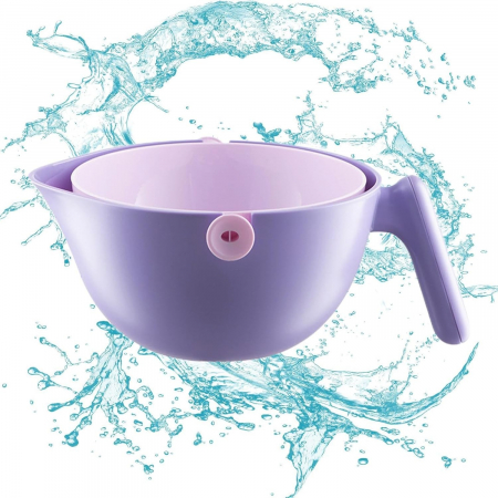 Bol cu Doua Straturi, Flippy, pentru Fructe, Legume, cu Cos de Scurgere a Apei, 2L, din ABS+PP, 29.9 x 22.5 x 11.8 cm, Mov [2]