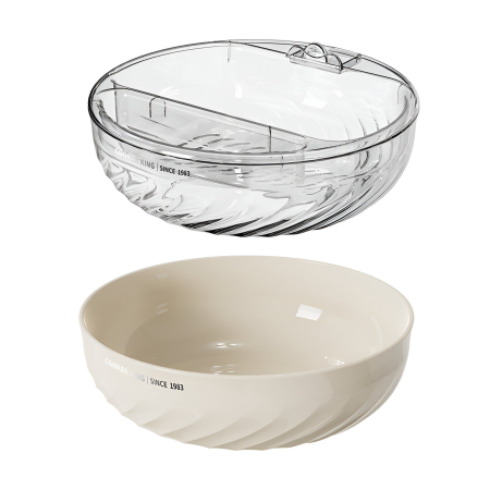 Bol cu Doua Straturi, Flippy, pentru Fructe, Legume, Snacks, cu Strat de Scurgere a Apei, Suport pentru Telefonul Mobil, 22.4x9 cm, Crem [1]