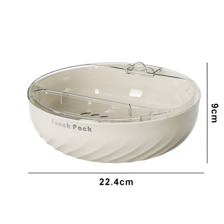 Bol cu Doua Straturi, Flippy, pentru Fructe, Legume, Snacks, cu Strat de Scurgere a Apei, Suport pentru Telefonul Mobil, 22.4x9 cm, Crem [3]