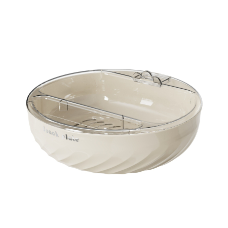 Casă și camping - Bol cu Doua Straturi, Flippy, pentru Fructe, Legume, Snacks, cu Strat de Scurgere a Apei, Suport pentru Telefonul Mobil, 22.4x9 cm, Crem