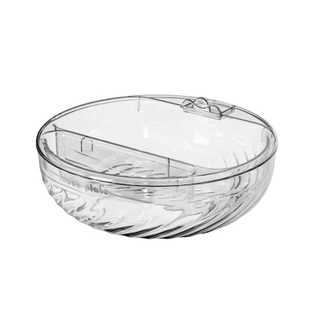 Casă și camping - Bol cu Doua Straturi, Flippy, pentru Fructe, Legume, Snacks, cu Strat de Scurgere a Apei, Suport pentru Telefonul Mobil, 22.4x9 cm, Transparent