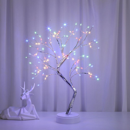 Brazi de Craciun - Bonsai artifical, incarcare USB/baterii AAA ,108 led-uri, multicolor
