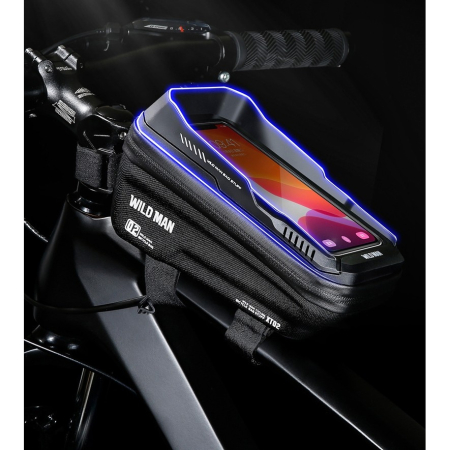 Borseta pentru bicicleta cu suport de telefon Flippy, capcitate 1L, 20.5x11.1x10.5 cm, cu spatiu de stocare, protectie waterproof, ecran tactil, fixare in 3 locuri, protectie lumina, orificiu casti, n [6]
