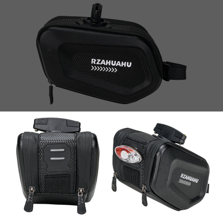 Borseta pentru bicicleta Flippy, Hard Shell, material piele artificiala si carbon, 20x12x11.5 cm, prindere de sa, capacitate 2L, impermeabila, negru [8]