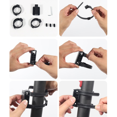 Borseta pentru bicicleta/trotineta Flippy, spatiu de depozitare, antisoc, waterproof, cu fermoar, 3L, material carbon si plastic dur, pentru trotineta electrica scuter, bicicleta, negru [6]