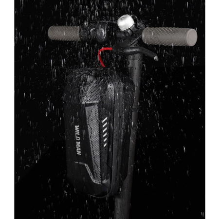 Borseta pentru bicicleta/trotineta Flippy, spatiu de depozitare, antisoc, waterproof, cu fermoar, 3L, material carbon si plastic dur, pentru trotineta electrica scuter, bicicleta, negru [8]
