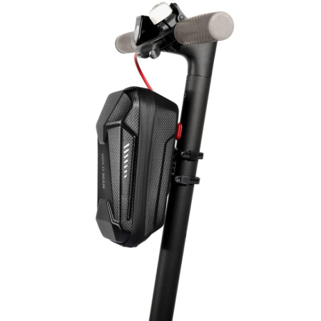 Biciclete, trotinete, triciclete - Borseta pentru bicicleta/trotineta Flippy, spatiu de depozitare, antisoc, waterproof, cu fermoar, 3L, material carbon si plastic dur, pentru trotineta electrica scuter, bicicleta, negru